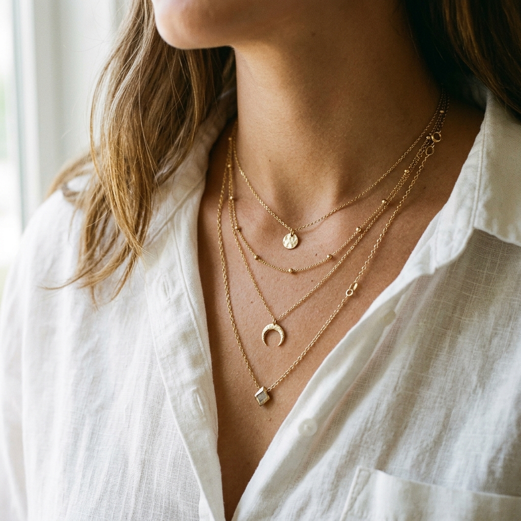 Layered gold jewelry
