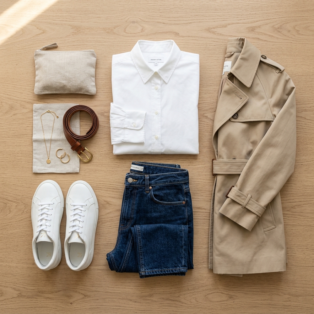 Capsule wardrobe flat lay